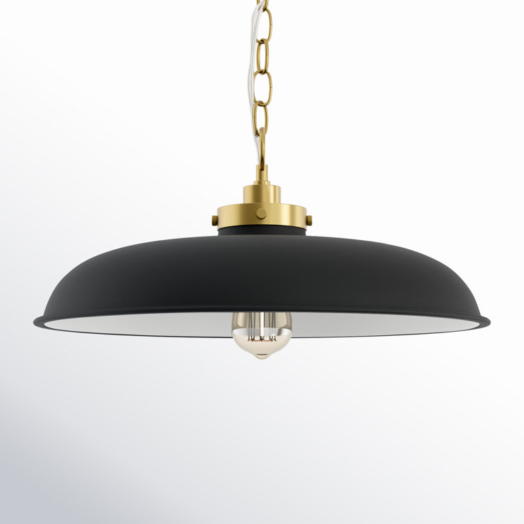 Midnight Black and Burnished Brass 20'' Dome Pendant Light