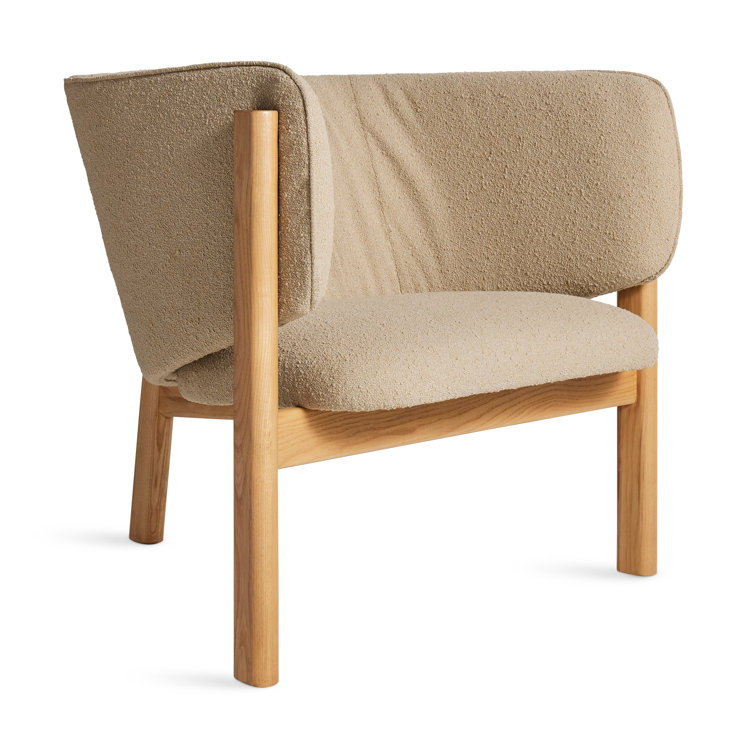 Kelso Camel Upholstered Lounge Chair with Natural Wood Frame