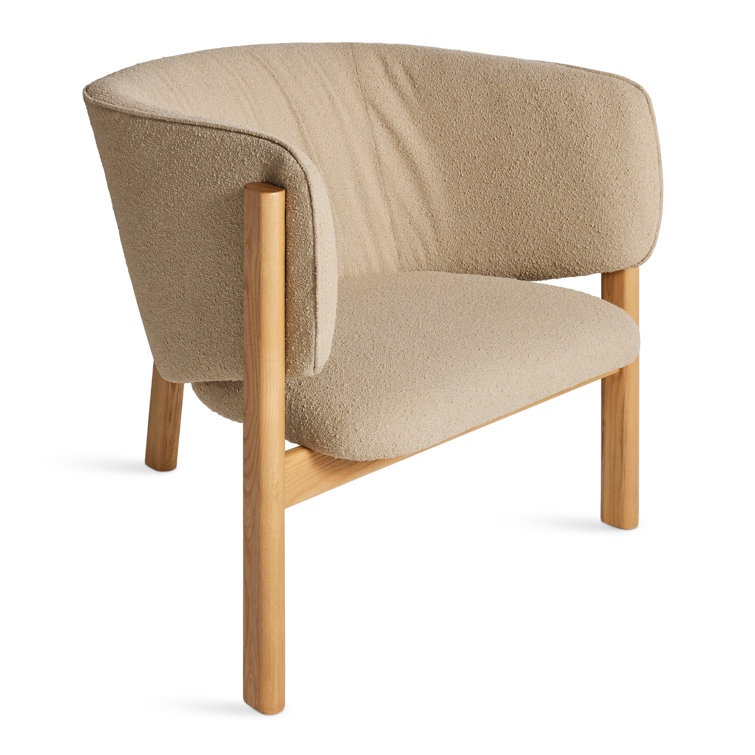 Kelso Camel Upholstered Lounge Chair with Natural Wood Frame