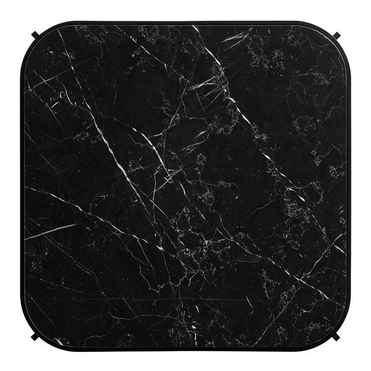 Black Marble and Steel Rectangular Side Table