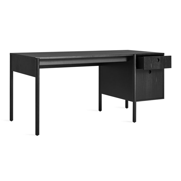Black Ash Wood Desk with Drawer and Filing Cabinet