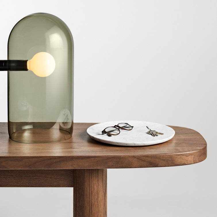 Walnut Capsule-Shaped Wood Console Table