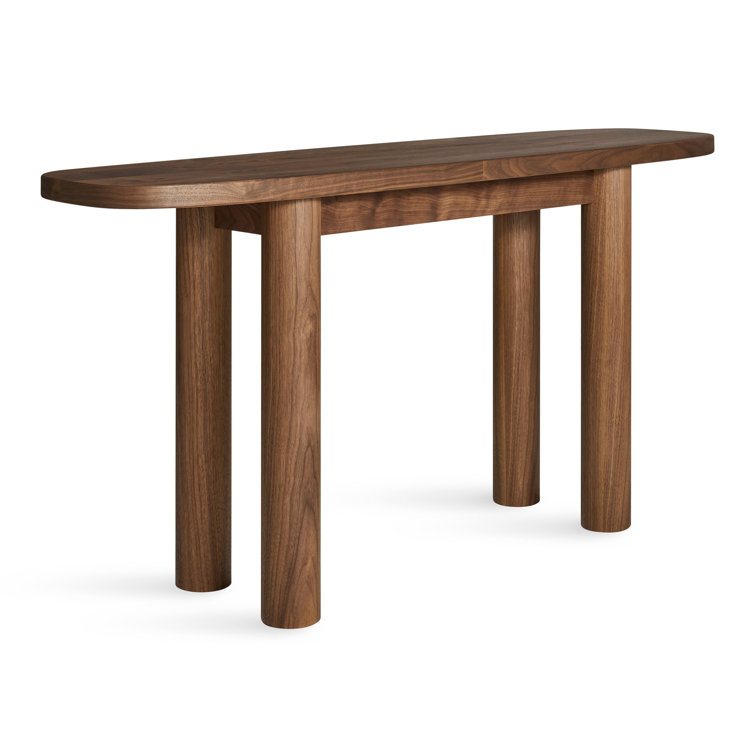 Walnut Capsule-Shaped Wood Console Table