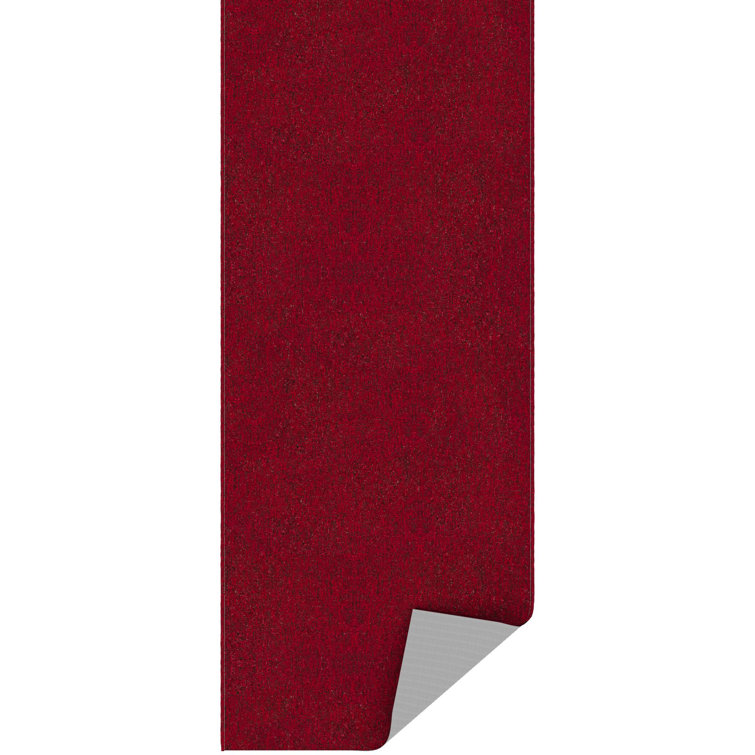 Oscar Red Synthetic Non-Slip Runner Rug 1'10" x 8'
