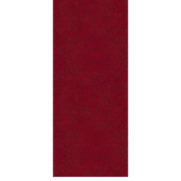 Oscar Red Synthetic Non-Slip Runner Rug 1'10" x 8'