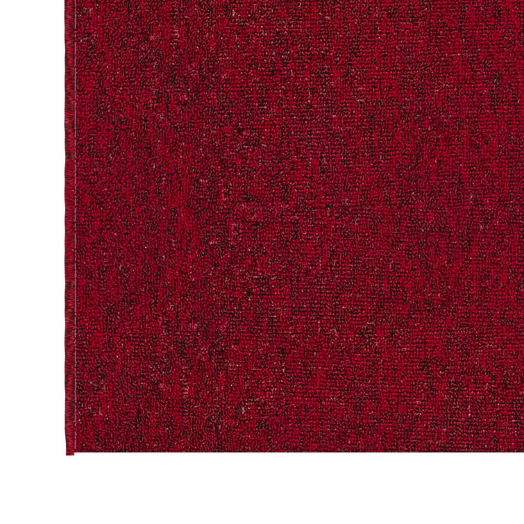 Oscar Red Synthetic Runner Rug with Non-Slip Rubber Backing