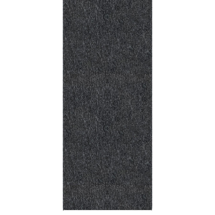 Oscar Black Ultra Thin Non-Slip Polyester Hallway Runner Rug