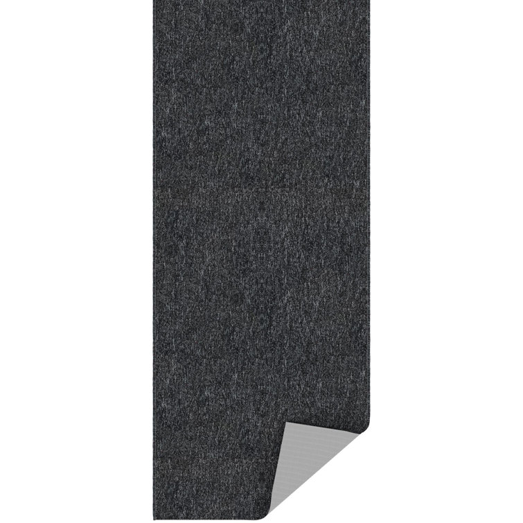 Black Ultra Thin Non-Slip Runner Rug with Rubber Backing