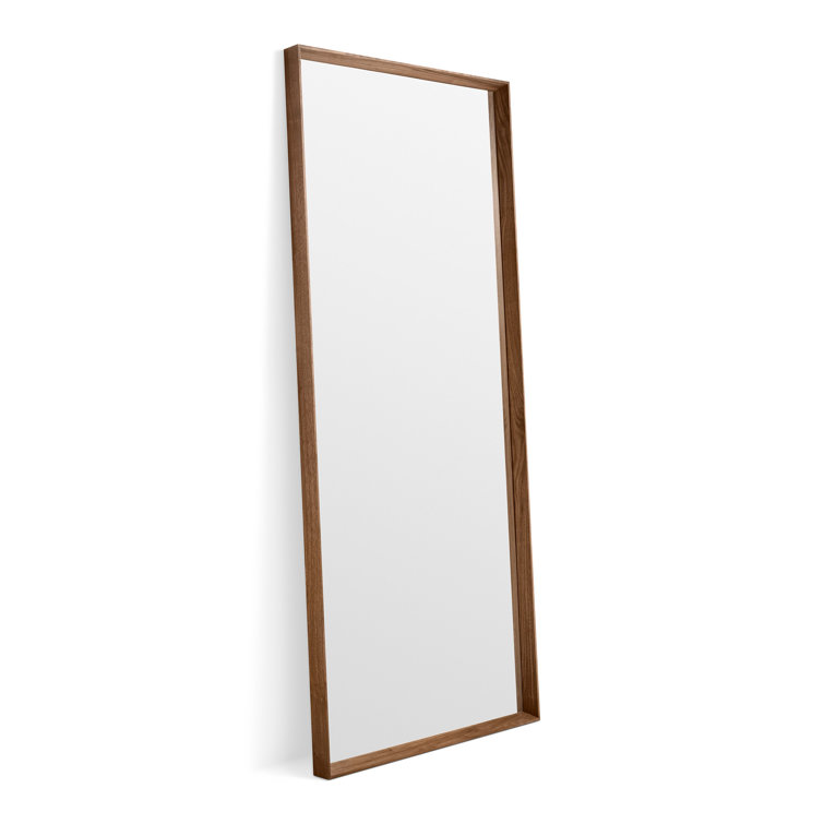 Large Rectangular Walnut Wood Framed Mirror