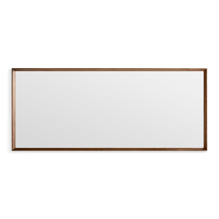 Large Rectangular Walnut Wood Framed Mirror