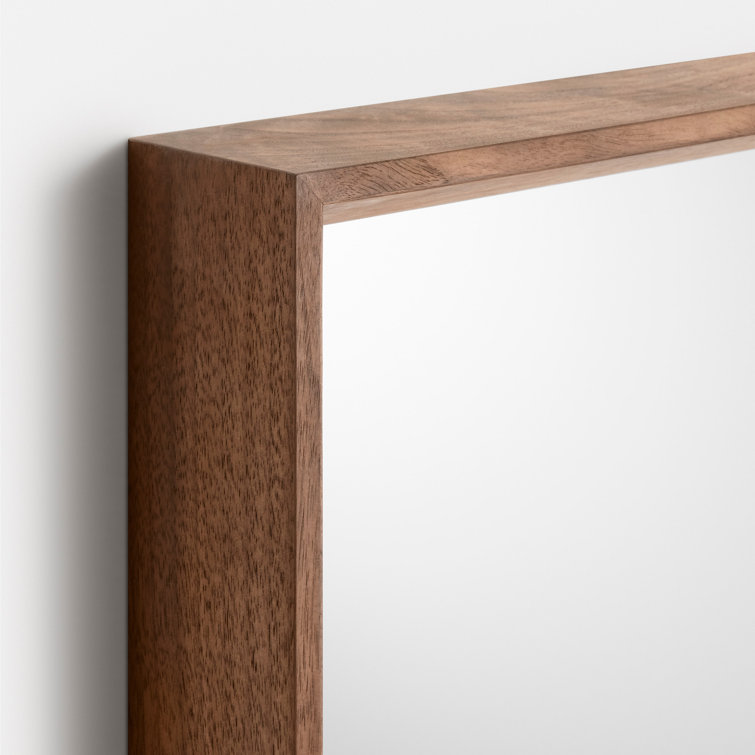Large Rectangular Walnut Wood Framed Mirror