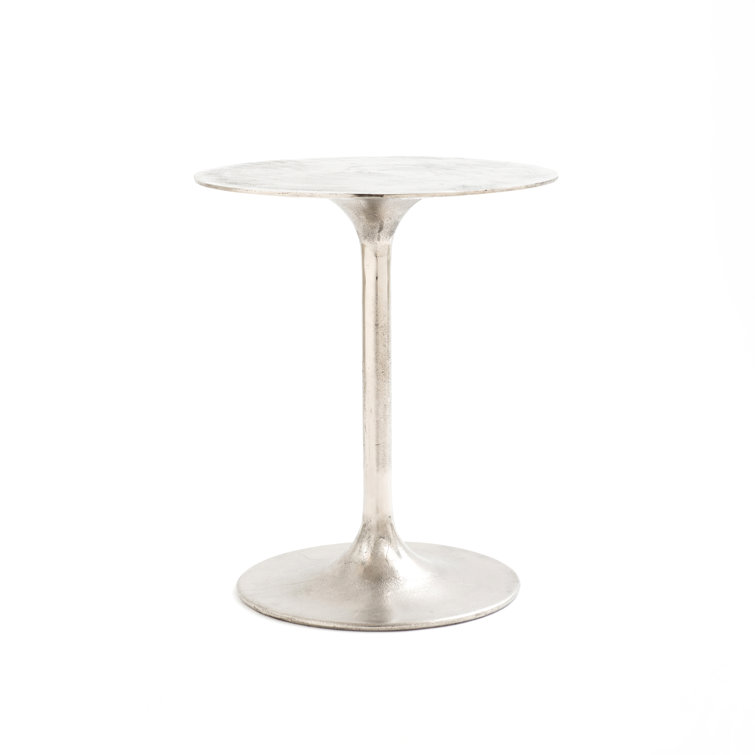 Silver Round Metal Contemporary End Table