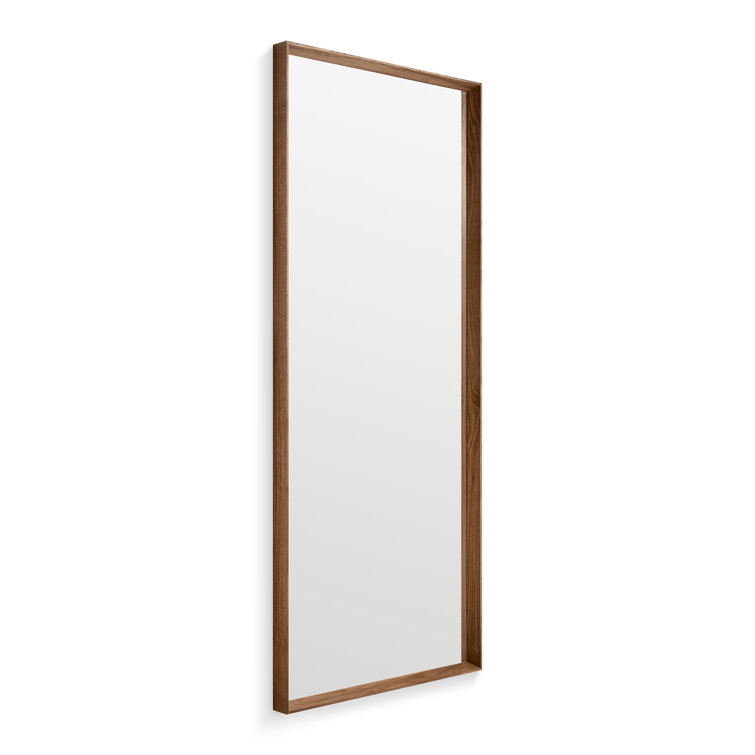 Large Rectangular Walnut Wood Framed Mirror