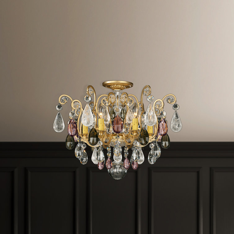 Heirloom Bronze Crystal 6-Light Semi Flush Mount