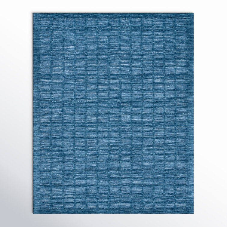 Handwoven Blue Viscose 8' x 10' Rectangular Rug