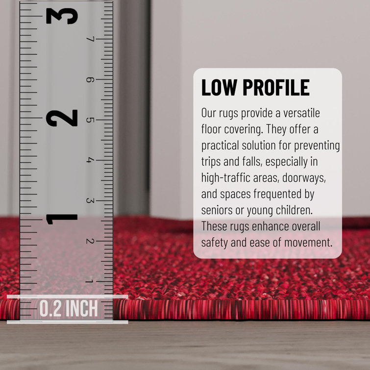 Oscar Red Synthetic Non-Slip Runner Rug 1'10" x 8'
