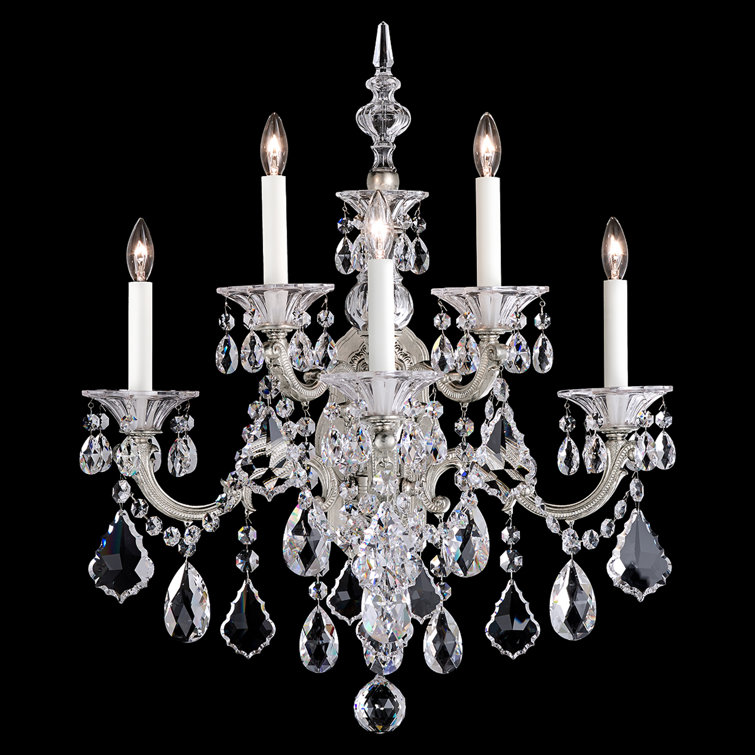 Antique Silver and Black Crystal 5-Light Sconce