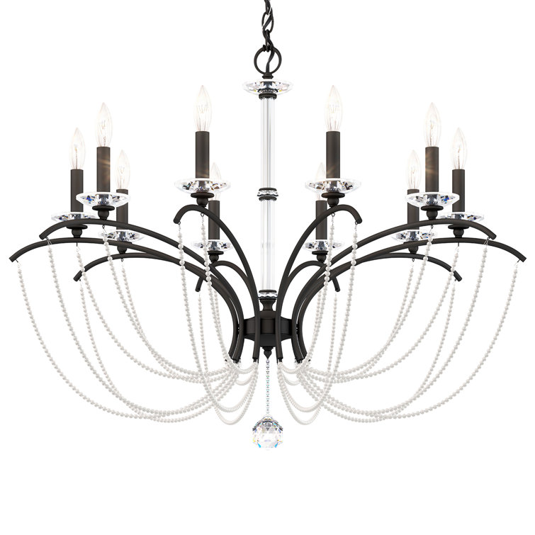 Priscilla Black and White Pearl 10-Light Classic Crystal Chandelier