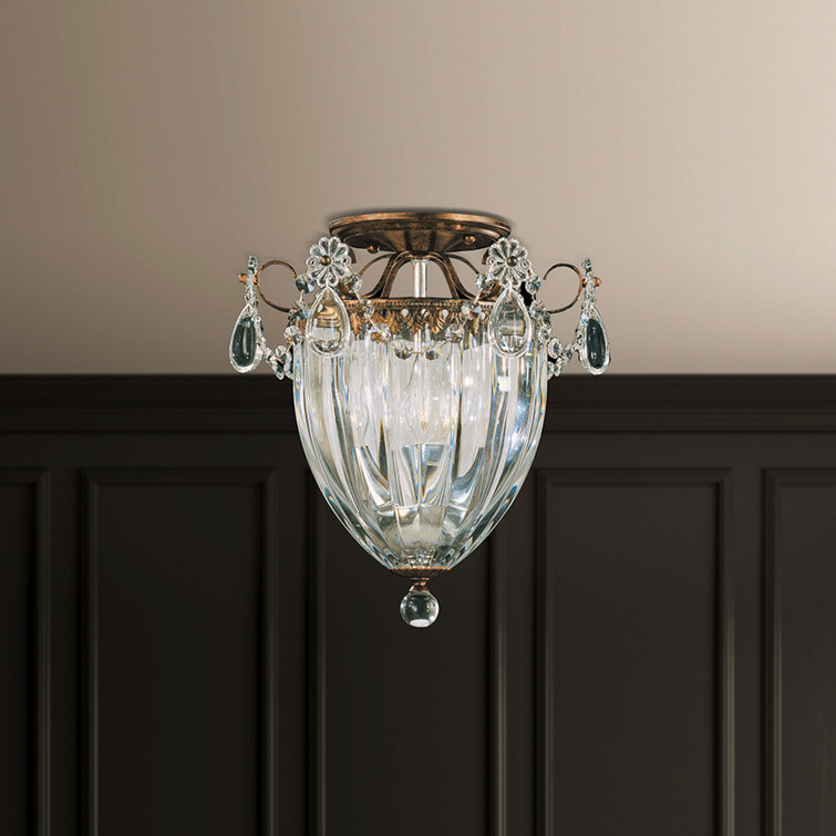 Heirloom Gold Crystal Semi Flush Mount Light with Swarovski Elements