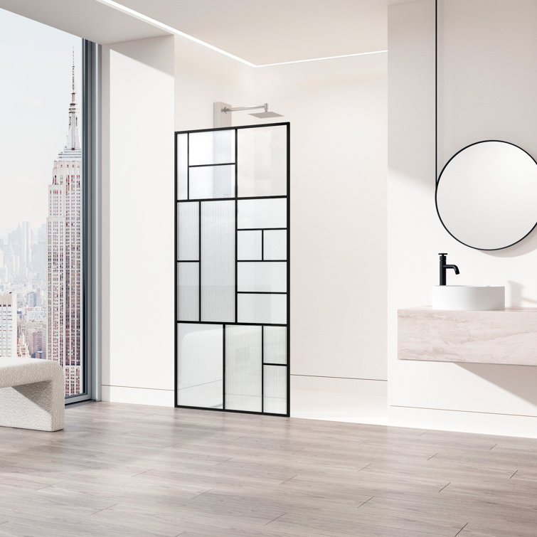 Meridian Matte Black Framed Shower Screen with Mixed Glass