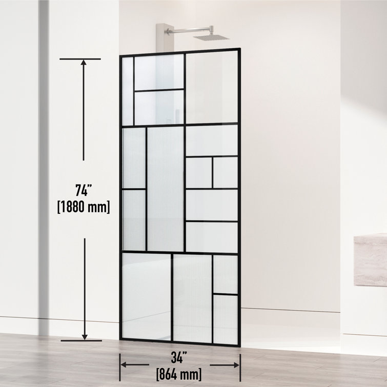 Meridian Matte Black Framed Shower Screen with Mixed Glass