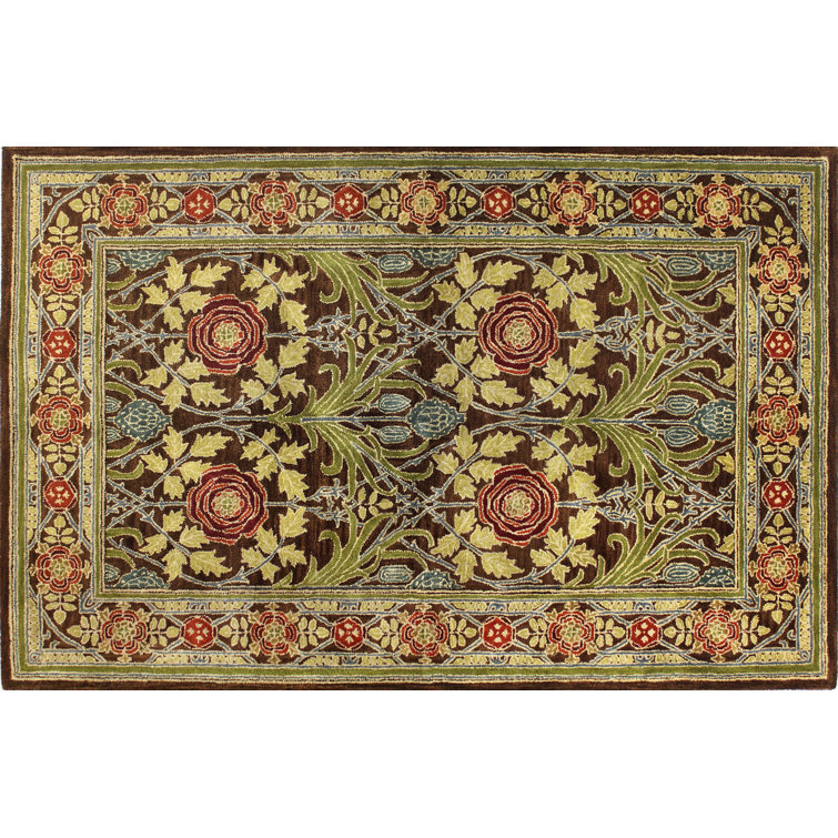 Hand Tufted Red Floral Wool Runner Rug