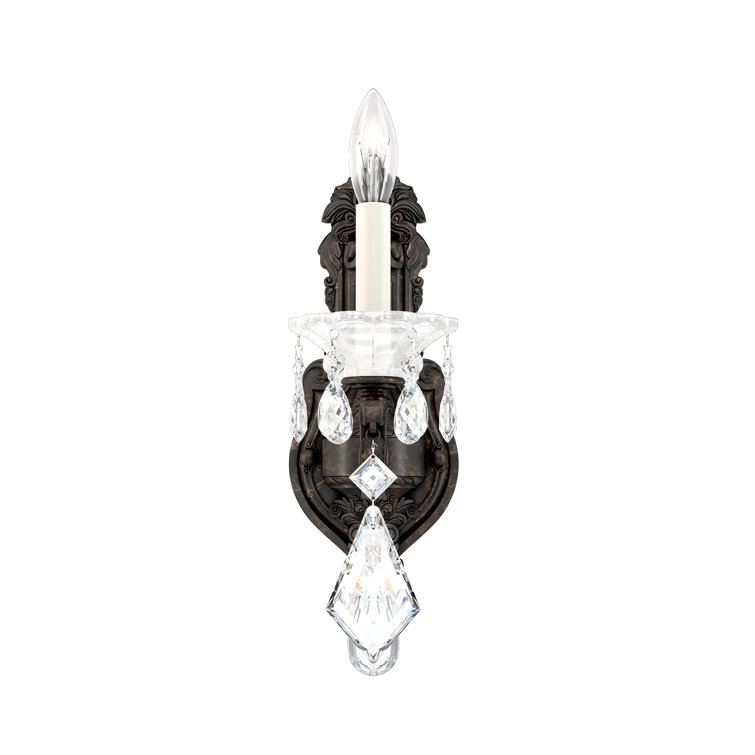 Heirloom Bronze Direct Wired Electric Sconce with Clear Crystal