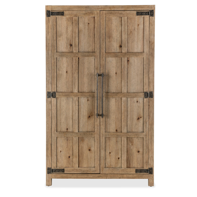 Rustic Black Oak Veneer Wardrobe with Mirror