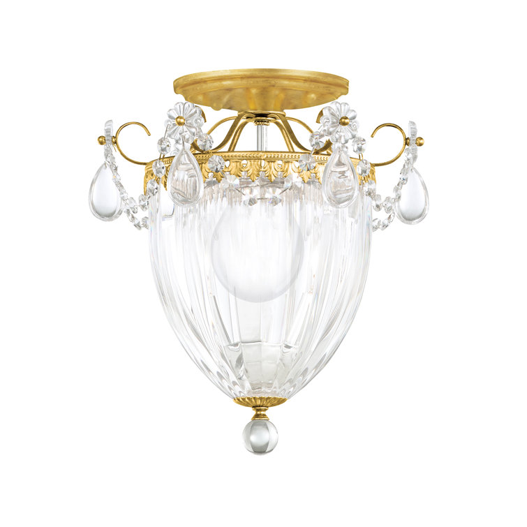 Heirloom Gold Crystal Semi Flush Mount Light with Swarovski Elements