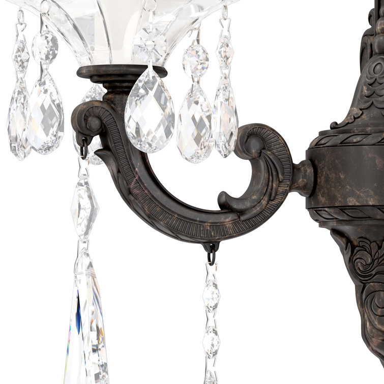 Heirloom Bronze Direct Wired Electric Sconce with Clear Crystal