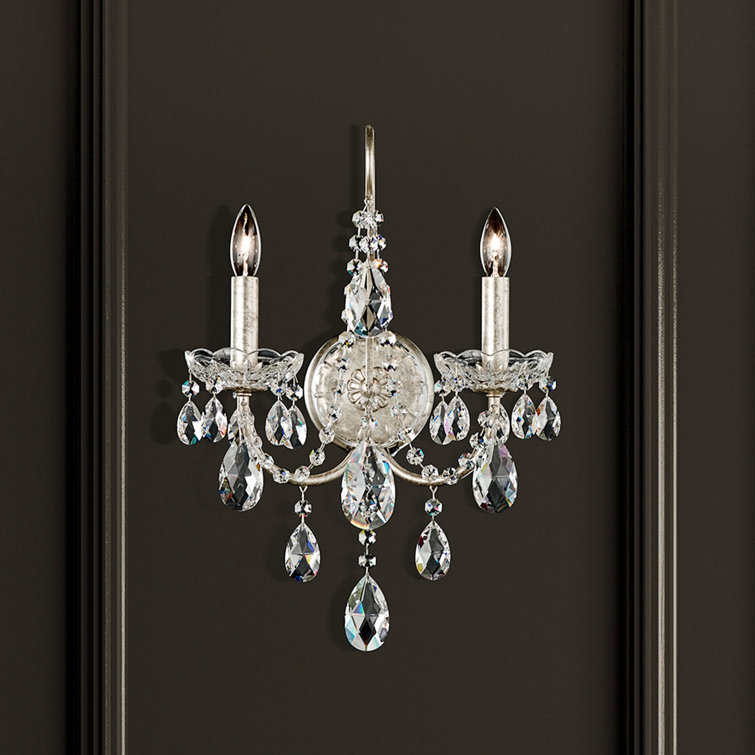 Polished Silver Heritage Crystal 2-Light Wall Sconce