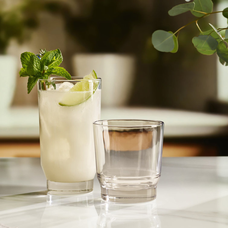 Merida Clear Glass Tumbler and Rocks Set, 8-Piece