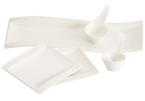 Modern White Porcelain 5-Piece Antipasti Dinnerware Set for 2