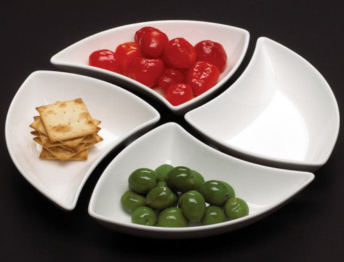 New Wave White Porcelain Appetizer Plates Set of 4