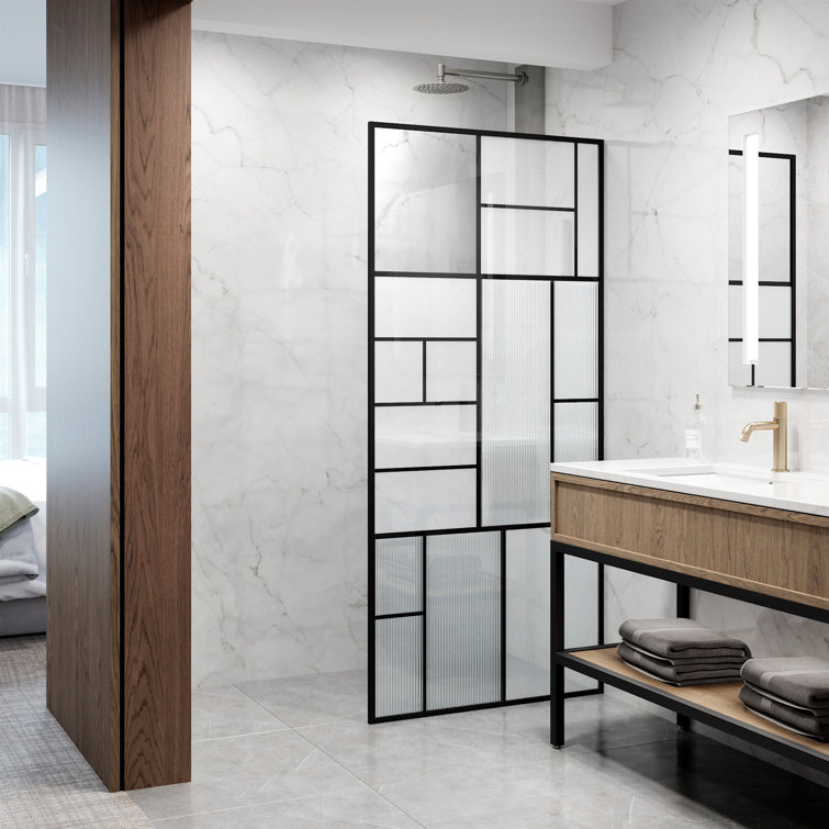 Meridian Matte Black Framed Shower Screen with Mixed Glass