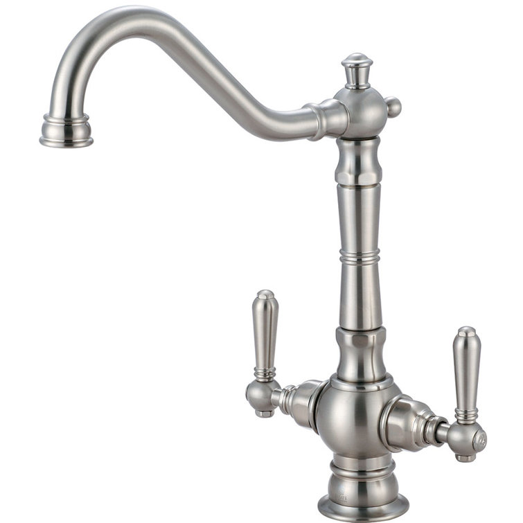 Brushed Nickel Two-Handle Kitchen Faucet with Swivel Spout