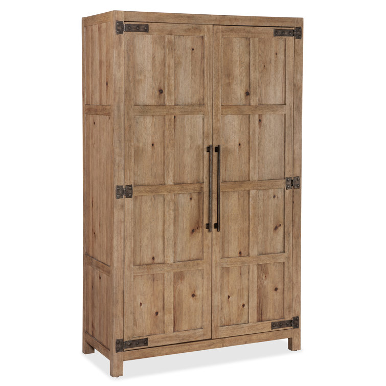 Rustic Black Oak Veneer Wardrobe with Mirror