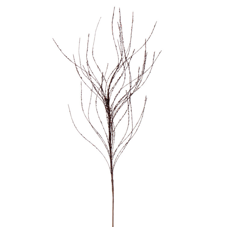 Dark Brown Glitter Wavy Twig Spray, 37 Inches