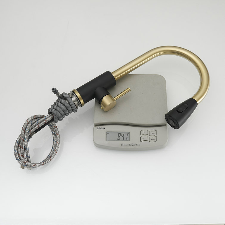 Black and Gold Stainless Steel Pull Down Kitchen Faucet with Sprayer