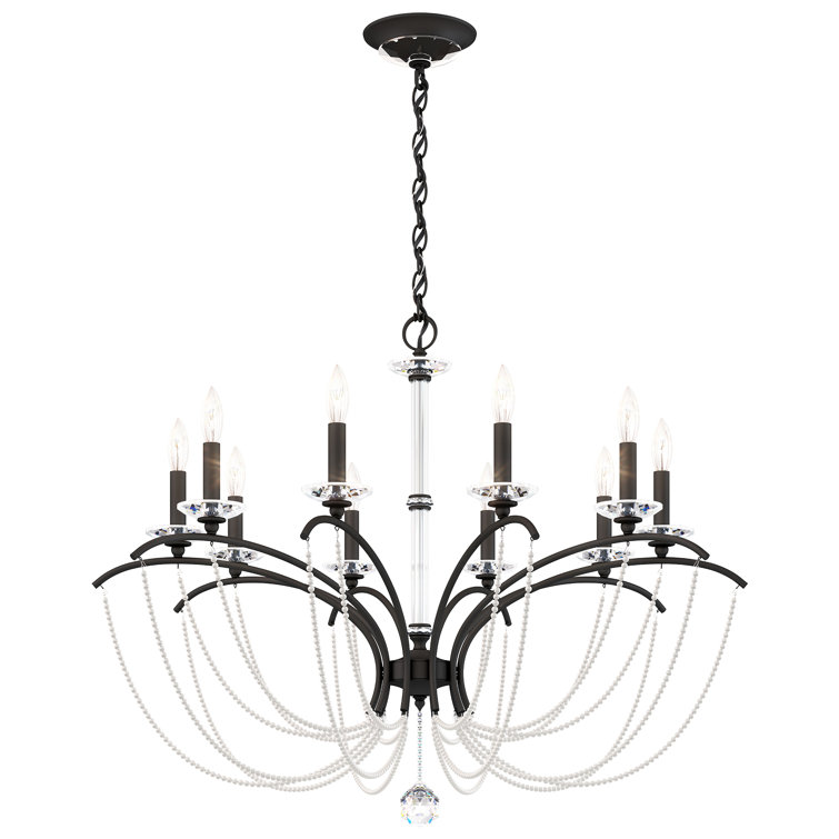 Priscilla Black and White Pearl 10-Light Classic Crystal Chandelier