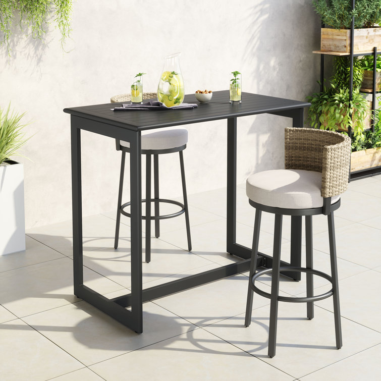 Glenna 27.8'' Black Metal Outdoor Bar Table