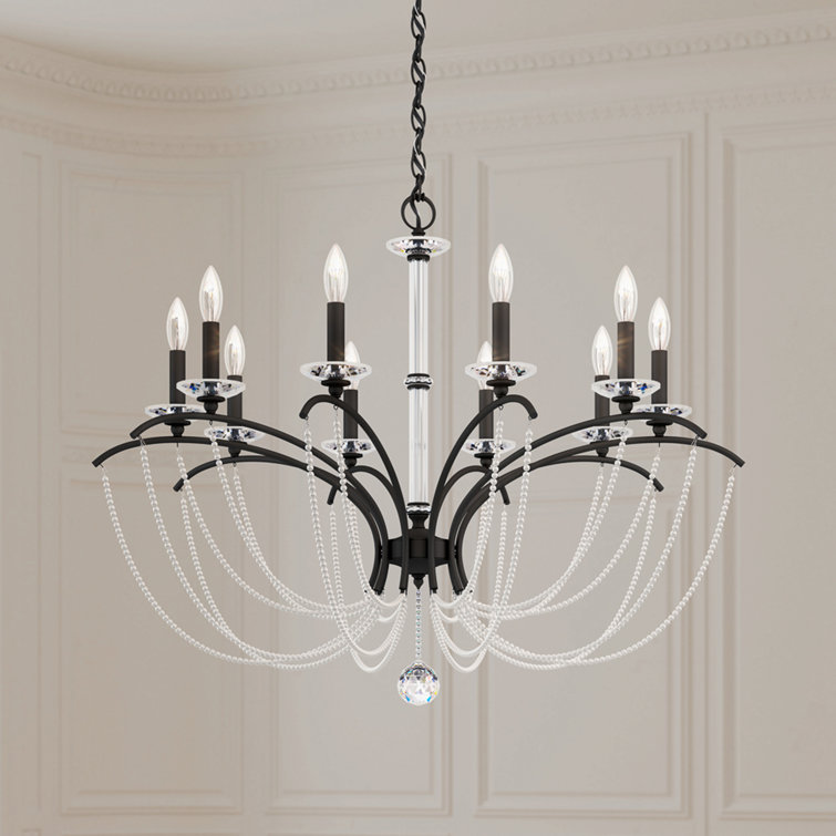 Priscilla Black and White Pearl 10-Light Classic Crystal Chandelier