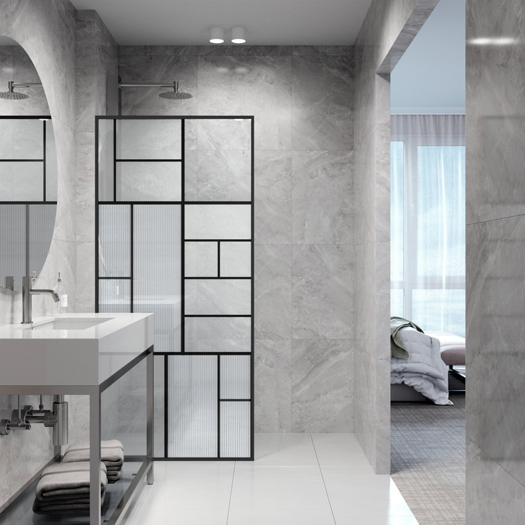 Meridian Matte Black Framed Shower Screen with Mixed Glass