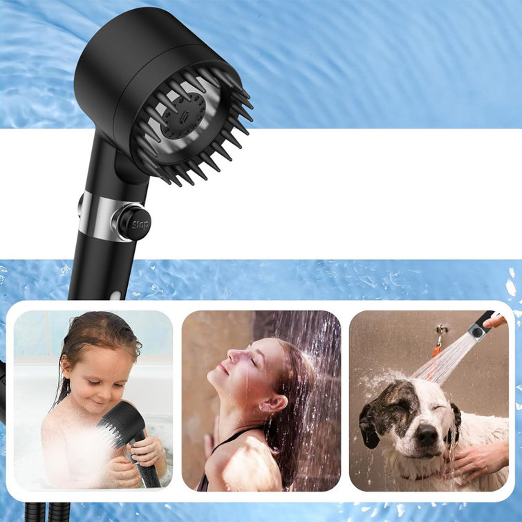 Black Handheld Filtered Shower Head with High Pressure and Multiple Spray Modes