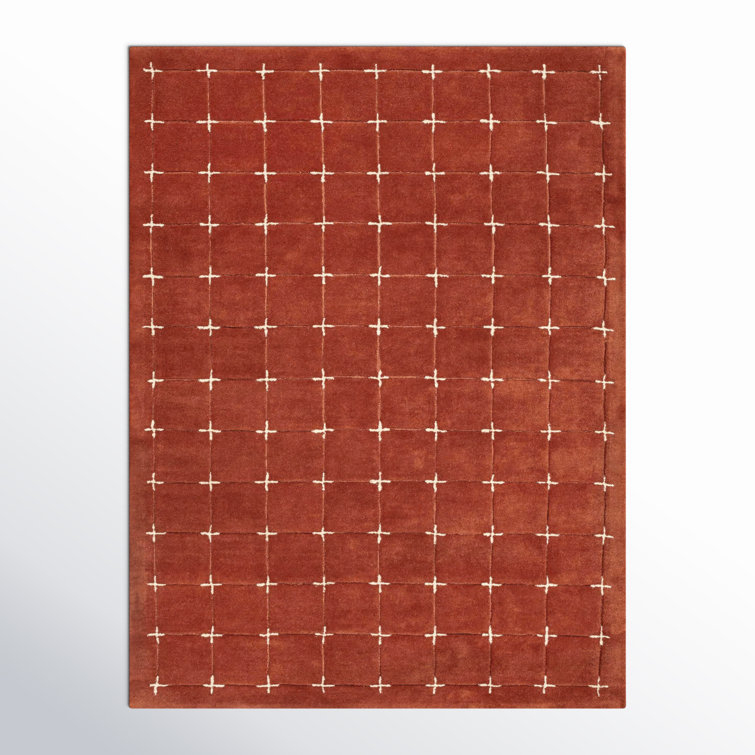 Hand-Tufted Red Wool 9' x 12' Area Rug