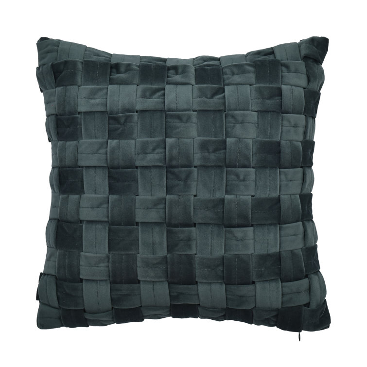 Benson Teal Polyester Basket Weave Square Throw Pillow