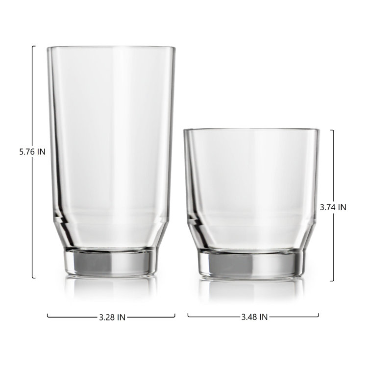 Merida Clear Glass Tumbler and Rocks Set, 8-Piece
