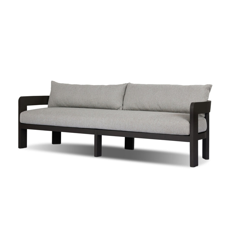 Jackson 96" Concha Fog and Bronze Metal Outdoor Sofa