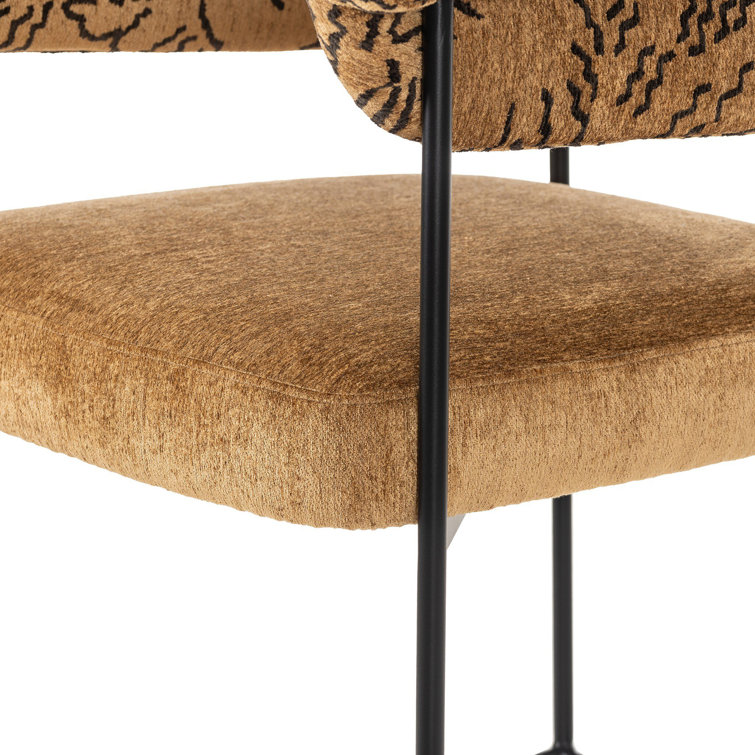 Slate Boucle Modern Metal Frame Bar Stool with Leather Seat