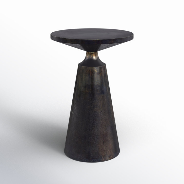 Modern Round Metal Accent Table in Black/Gray Finish